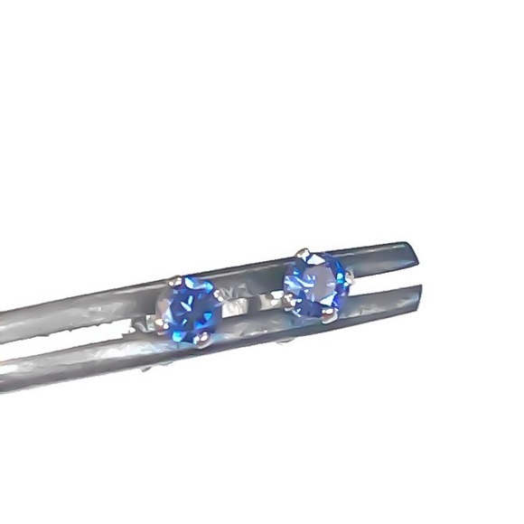 tiny tanzanite stud earrings 925 sterling silver - Picture 6 of 8